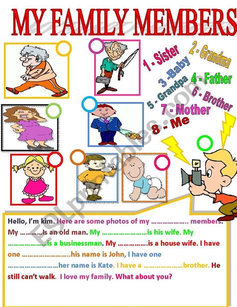 MY FAMILY MEMBERS - ESL worksheet by nora85