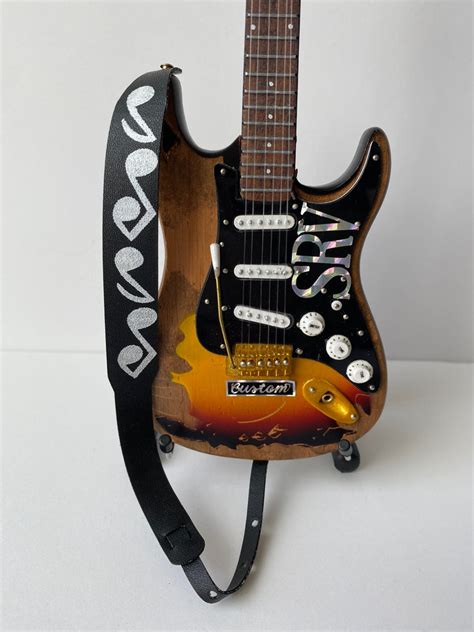 Stevie Ray Vaughan Mini Guitar Strap - SRV Musical Note Black Strap ...