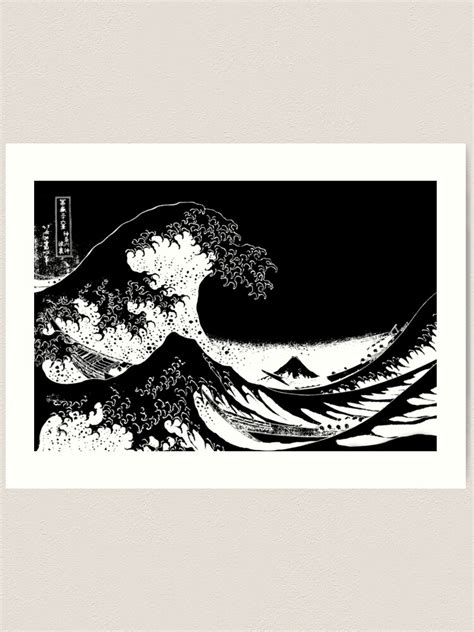 The Great Wave off Kanagawa Black and White Art Print by ind3finite in ...