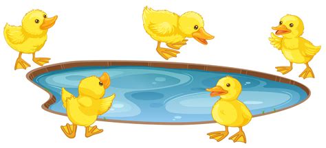 Five little ducks around the pond 525897 Vector Art at Vecteezy