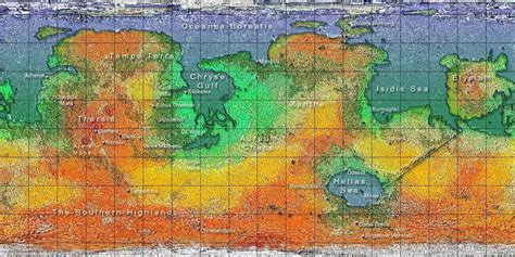 Map of a Terraformed Mars from Kim Stanley Robinson's Mars Trilogy : space