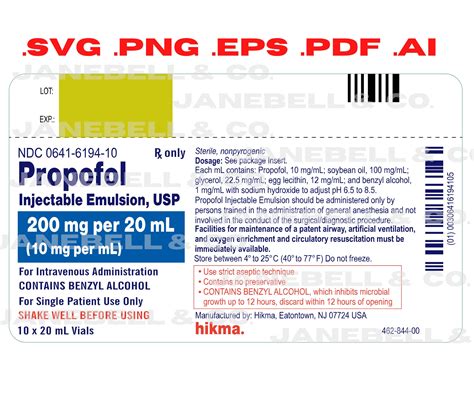 Propofol Label Digital Download SVG, EPS, PNG, .ai, Pdf Vector Tumbler ...