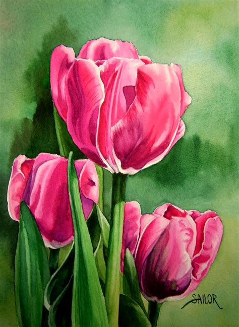 watercolor big tulip - Google Search | Pintura de tulipán, Acuarela ...