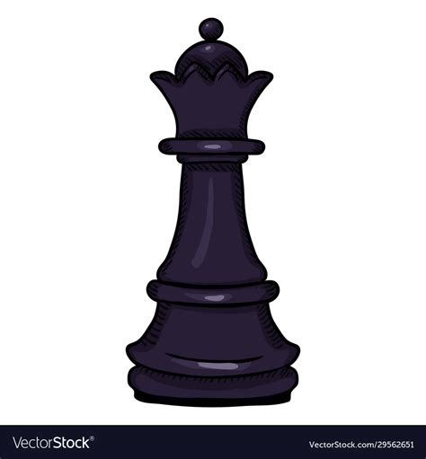 Single cartoon - black queen chess figure Vector Image