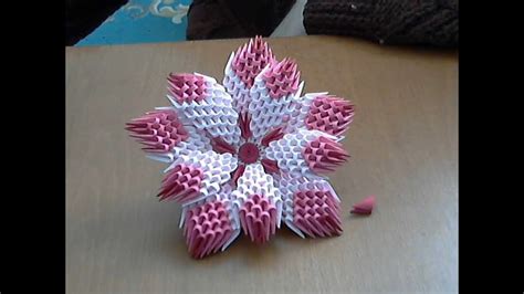 3D origami flower tutorial (model1) - YouTube