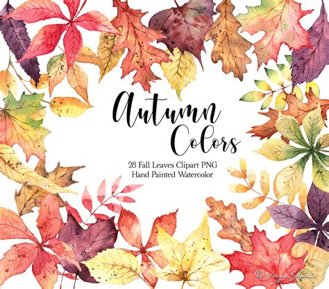 Autumn Leaves Clip Art Watercolor Fall Clipart Floral Green - Etsy