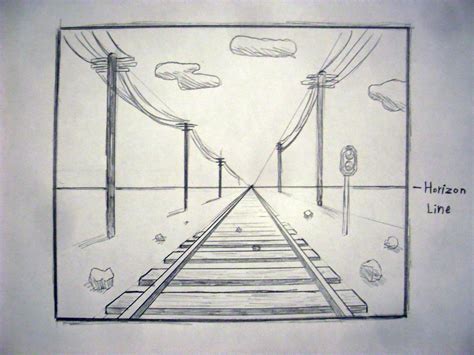 Railroad Tracks Drawing Images & Pictures | Perspective drawing lessons ...