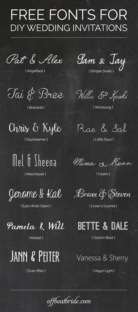 14 of our favorite free wedding invitation fonts for sweet DIY wedding ...