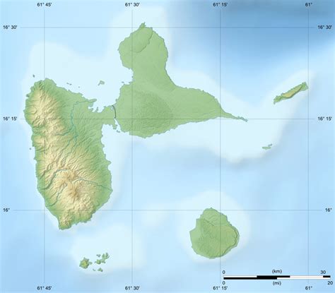 Detailed relief map of Guadeloupe | Guadeloupe | North America ...