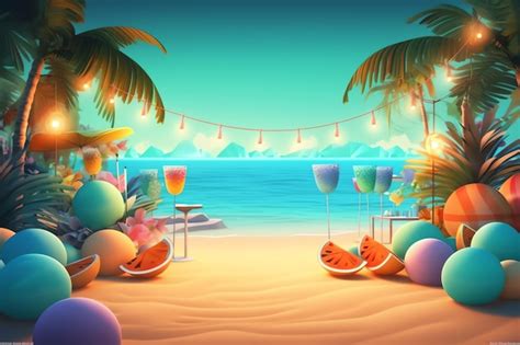 Premium Photo | Photo colorful beach party background illustration ...