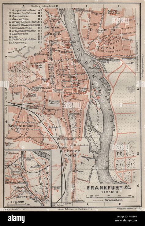 FRANKFURT AN DER ODER antique town city stadtplan. Hessen karte 1910 ...