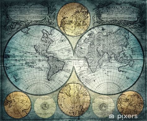 Wall Mural Old world map of the 18th century. Concept on the theme of ...