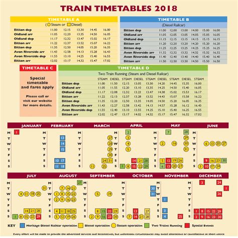 Timetable - Avon Valley Railway