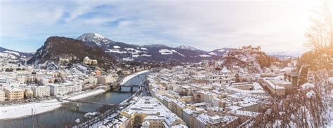 Premium Photo | Panorama of salzburg in winter snowy historical center ...