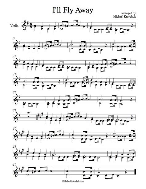 Free Violin Sheet Music - I'll Fly Away - Duet