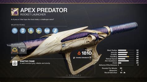 Destiny 2 Apex Predator PvE God Roll - Deltia's Gaming