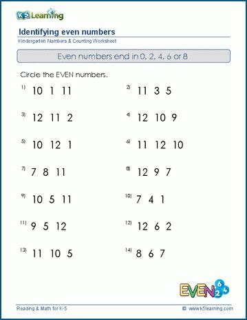 Even or odd worksheets | K5 Learning