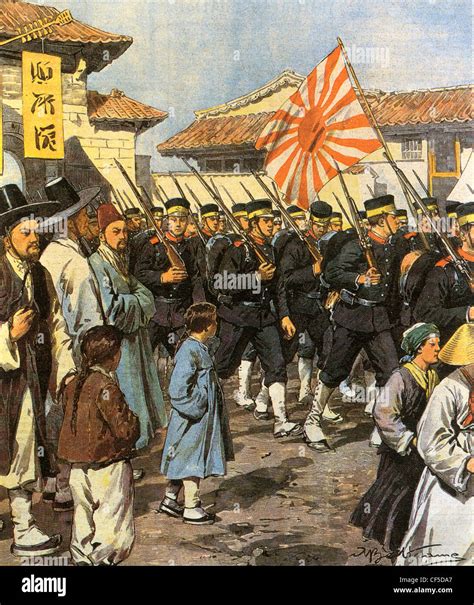 RUSSO-JAPANESE WAR - Japanese naval troops land in Korea in 1904 Stock ...