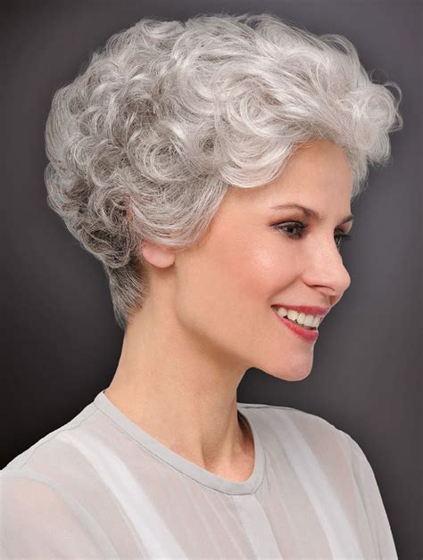 Monofilament Curly 6 Inches Cropped Best Grey Wigs