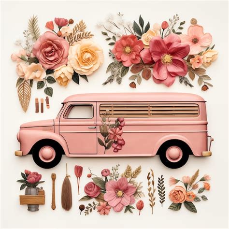 Premium AI Image | beautiful pink truck clipart illustration