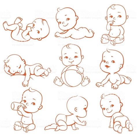 Cute little baby girl or boy in diaper. Child in different... | Baby ...