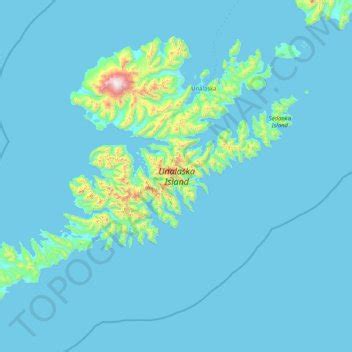 Unalaska Island topographic map, elevation, terrain