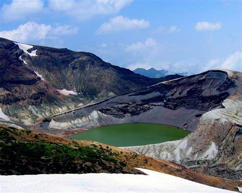 Crater Lake (Okama), Mt. Zao – Honshu, Japan. Mount Zao is a complex ...