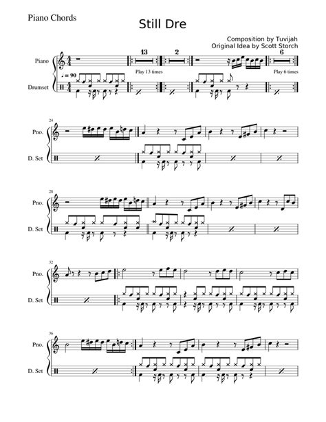 Still Dre Full Song-Piano Chords Sheet music for Piano, Drum group ...