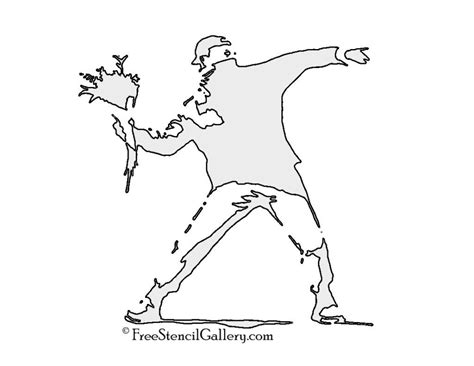 Banksy-Flower Thrower Stencil | Free Stencil Gallery | Stencil graffiti ...