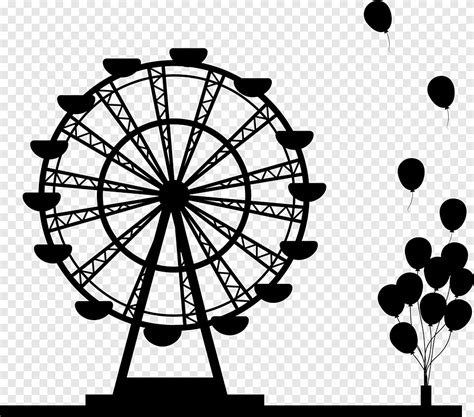 Ferris wheel Silhouette Drawing, Black balloon Ferris wheel, black Hair ...