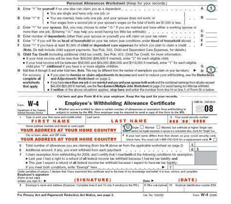 W 4 Form Help | Examples and Forms