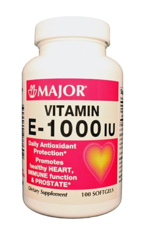 Major Vitamin E Capsules, 1000 IU, Yellow, 100 Count - Walmart.com ...