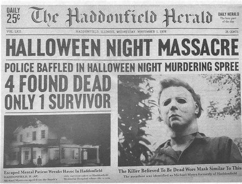 1978 Halloween Haddonfield Herald Halloween Night Massacre - Etsy