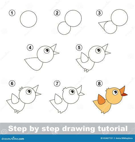 Drawing Tutorial. How To Draw A Bird Stock Vector - Image: 65467151