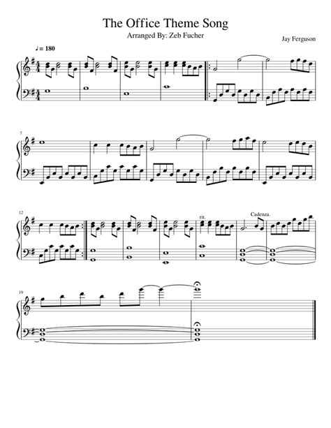 The Office Theme Song Sheet music for Piano | Download free in PDF or ...