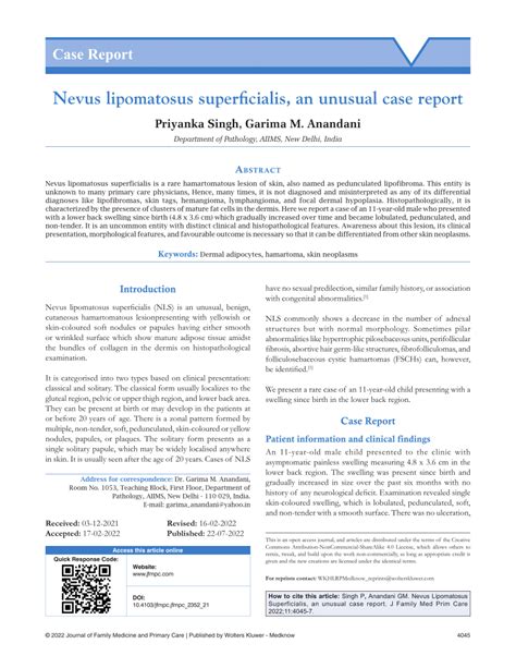 (PDF) Nevus lipomatosus superficialis, an unusual case report