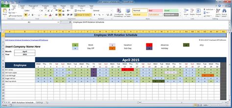 Rota Spreadsheet Template within Free Employee And Shift Schedule ...