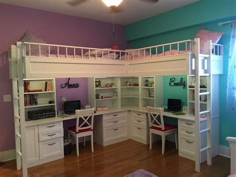 Custom Made Dual Loft Beds With Desks | Kids Room Decor | Pinterest ...