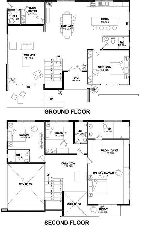 Two Storey Residential Floor Plan - Image to u