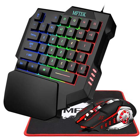 Buy MFTEK One Hand Gaming Keyboard and Mouse Combo, RGB Rainbow Backlit ...