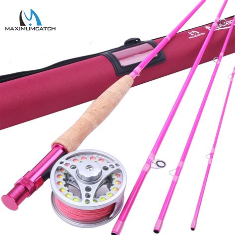 Maximumcatch 5WT Fly Fishing Combo 9FT Medium fast Pink Fly Fishing Rod ...