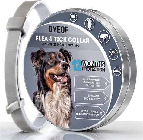 DYEOF Flea Tick Collar for Dogs - 12 Months Protection - Hypoallergenic ...