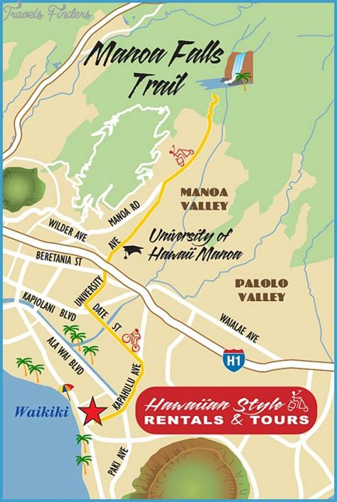 Oahu Hiking Map - TravelsFinders.Com