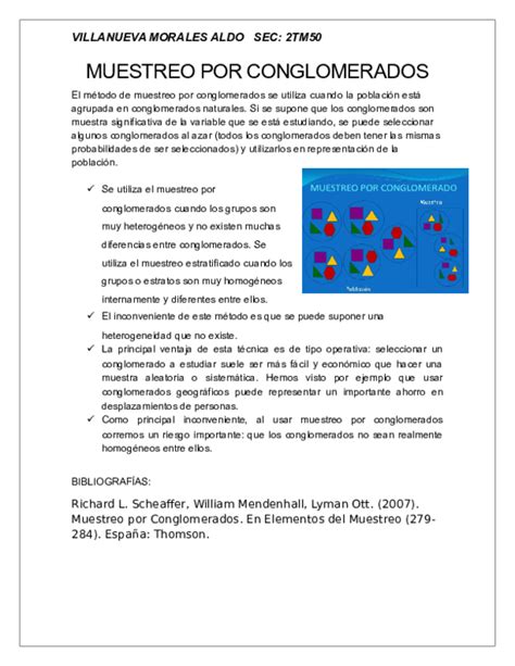 (DOC) MUESTREO POR CONGLOMERADOS | Aldo Villanueva - Academia.edu