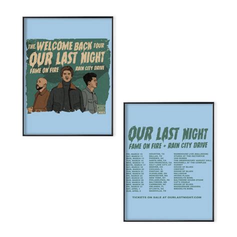 Our Last Night Band Tour 2023 Poster Set, The Welcome Back Tour 2023 ...