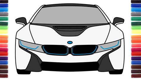 How to draw BMW i8 front view - YouTube