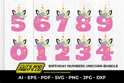 Birthday Numbers Svg Unicorn Svg Birthday Cake Topper Svg Cake | Images ...