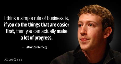 Mark Zuckerberg quote: I think a simple rule of business is, if you...