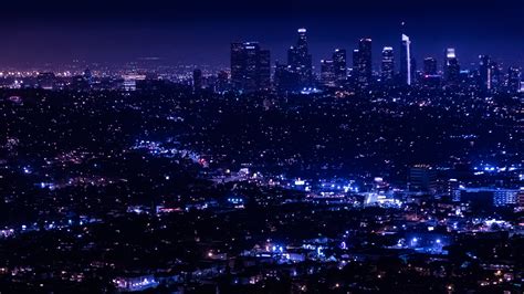 night city, city lights, aerial view, overview, chicago, 4k HD Wallpaper