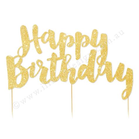 Happy Birthday Gold Glitter Cake Topper - 1 Pce | Gold glitter cake ...